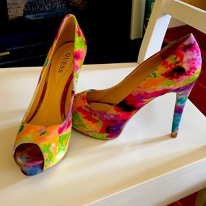 Guess Multi colored 4.5 inch heels.